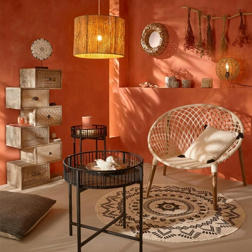 Lampka nocna boho Raahe Atmosphera z plecionym kloszem do sypialni lub salonu 33,5 cm