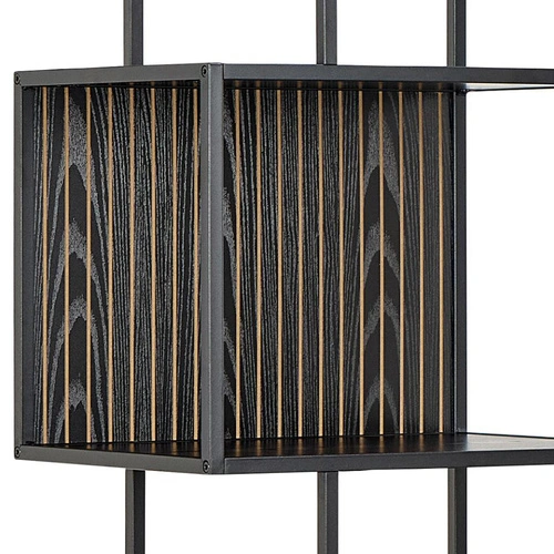 Regał na książki Seaford II loftowy z 2 szufladami czarny jesion