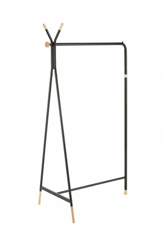 Velo czarny loftowy wieszak stojący do przedpokoju metalowo-drewniany na kurtki Intesi