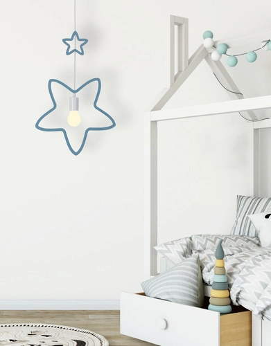 Lampa wisząca Single niebieska klasyczna regulowana do pokoju dziecięcego MDF 36 cm