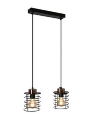 Lampa wisząca Glob czarny+złoty 2x40W E27 klosz czarny