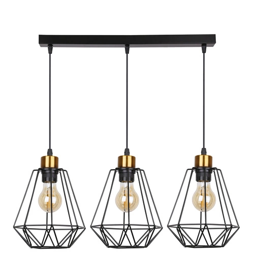 Lampa wisząca Primo czarny+złoty 3x60W  E27 klosz czarny