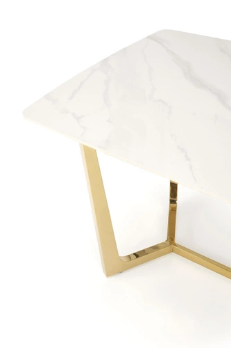Stół do jadalni Rohs biały marmur i złoto 160x90 cm nowoczesny glamour prostokątny Intesi