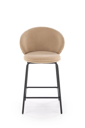 Hoker Nafan beżowy welurowy z oparciem do kuchni i jadalni nowoczesny Intesi 63 cm