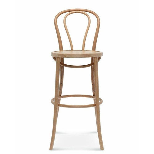 Hoker drewniany z oparciem BST-18 Fameg personalizowany, skóra naturalna, 75 cm do kuchni