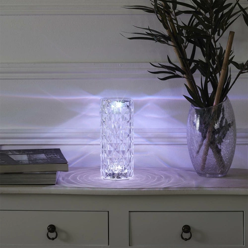 Lampka nocna LED Crystal Intesi glamour z pilotem 12 kolorów do sypialni i salonu 21,5 cm