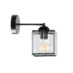Kinkiet Glassia lampa czarny 1x40 E27 klosz czarny+kryształy bezbarwne