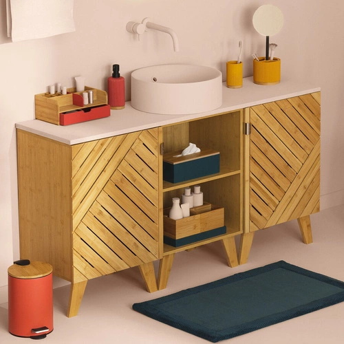 Dozownik do mydła Modern biały 5five simply smart nowoczesny bambus do łazienki 270 ml