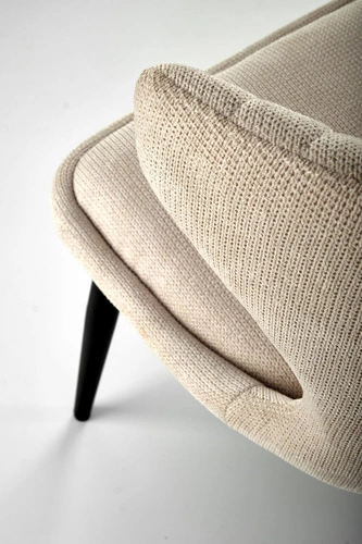 Krzesło tapicerowane Odile beżowe do jadalni i salonu nowoczesne na czarnych nogach Intesi