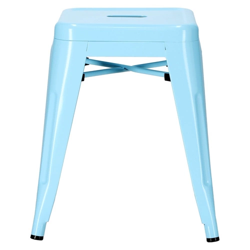 Stołek Paris niebieski metalowy do kuchni i salonu inspirowany Tolix nowoczesny 46 cm D2.DESIGN