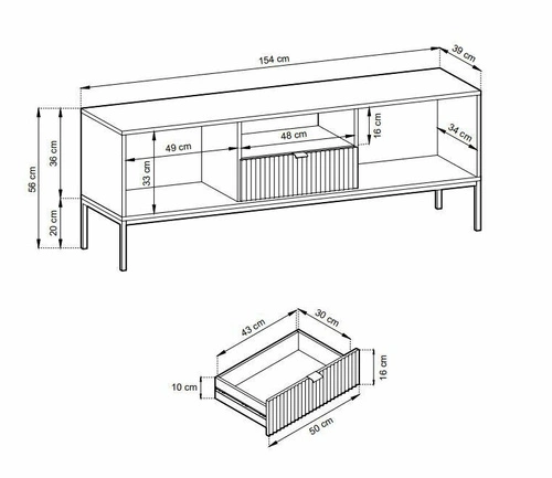 Szafka RTV ryflowana kaszmir 154 cm Delicious Intesi nowoczesna stojąca do salonu z szufladami