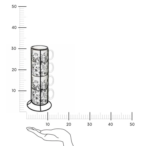 Zestaw 4 ceramicznych kubków Floral 240ml do kawy i herbaty biały 5five simply smart