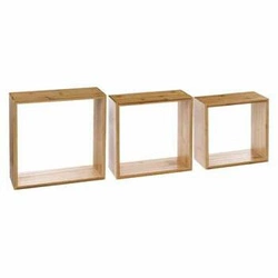 Zestaw 3 półek ściennych Cube bambusowe loftowe półki na książki i dekoracje 5five