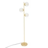 Lampa podłogowa złota Collectionneur Atmosphera glamour do salonu z trzema szklanymi kloszami