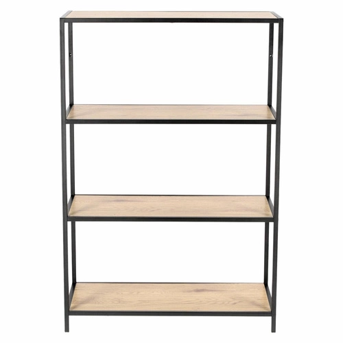 Regał do salonu Oxford I nowoczesny loftowy na książki 4 półki dąb i czarny metal Intesi