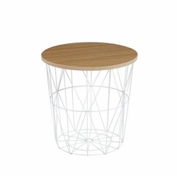 Stolik kawowy Salvatore okrągły 42 cm skandynawski drewniany biały do salonu Intesi