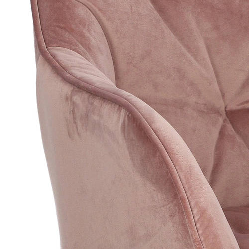 Krzesło tapicerowane Brooke Actona do jadalni różowe welurowe z podłokietnikami glamour