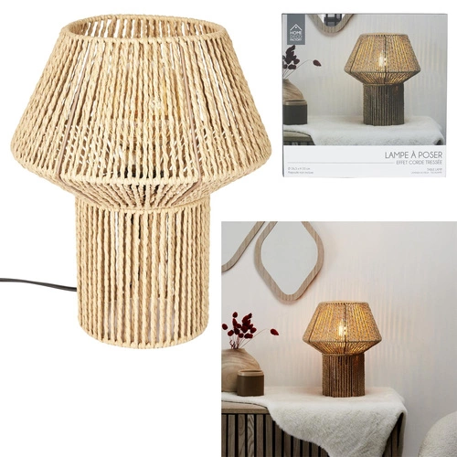 Lampka nocna do sypialni Shade boho Intesi pleciona sznurkowa naturalna skandynawska 33 cm