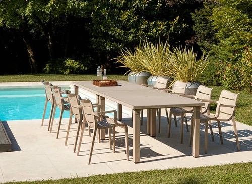 Stół ogrodowy beżowy Ercole 170x100 cm nowoczesny do ogrodu i na taras SCAB Design