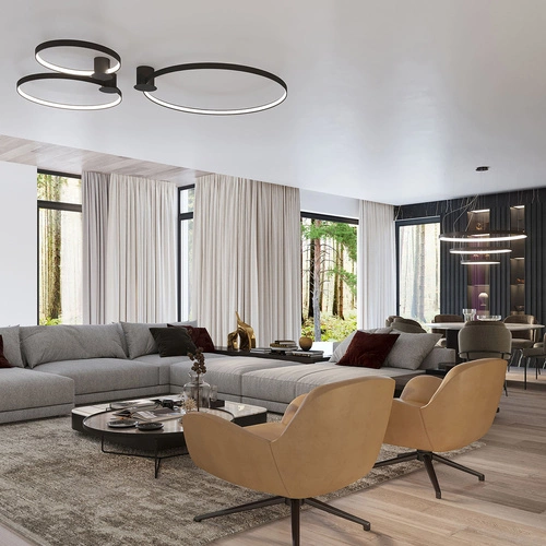 Plafon sufitowy LED Rio 55 czarny okrągły nowoczesny do salonu i kuchni Thoro