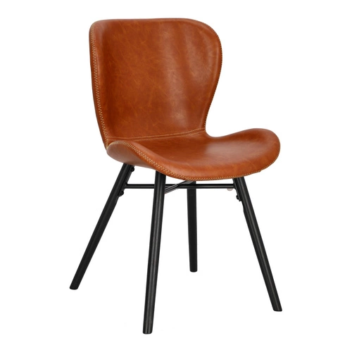 Krzesło tapicerowane Batilda ekoskóra brązowa na czarnych nogach do jadalni nowoczesne Actona