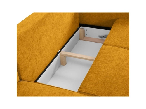 Narożnik z funkcją spania Dunas Yellow Structured Fabric Lewostronna kolor nóg czarny