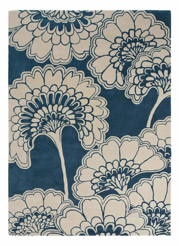 Florence Japanese Floral Midnight dywan wełniany glamour do salonu 170x240cm ręcznie tkany