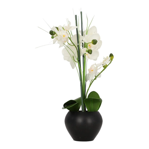 Sztuczny storczyk Atmosphera biały nowoczesny do salonu 53 cm jak żywy w doniczce