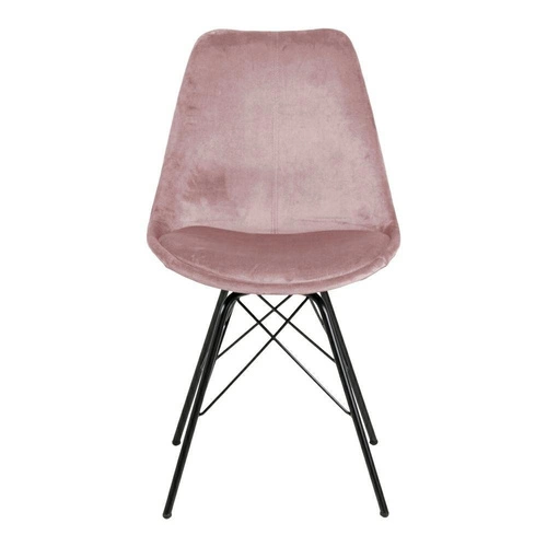 Krzesło tapicerowane Eris VIC różowe do jadalni i salonu glamour na czarnych metalowych nogach