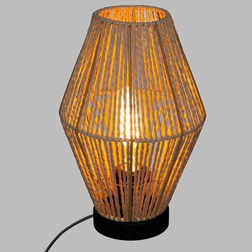 Lampka nocna do sypialni Aissa boho z plecionym kloszem naturalna Atmosphera 32 cm