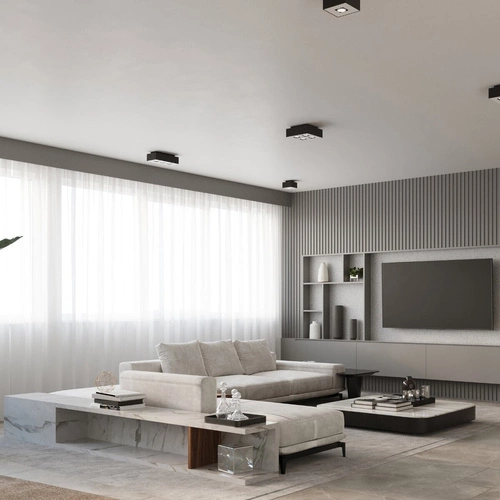 Plafon kwadratowy czarny MONO 1 nowoczesny metalowy do kuchni, salonu i sypialni Sollux