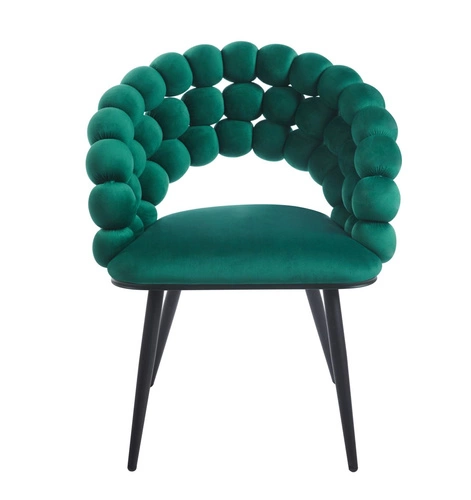 Krzesło do jadalni tapicerowane welur zielone z podłokietnikami Bulle VIC Intesi nowoczesne