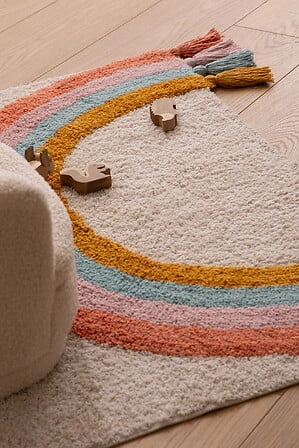 Dywan boho Rainbow 100x150 bawełniany do pokoju dziecka beżowy