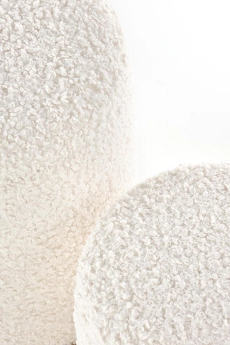 Zestaw 2 puf Nacun boho bouclé kremowe ze schowkiem do salonu i przedpokoju Intesi