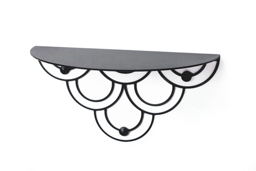 Nowoczesna czarna półka ścienna Husk POLYHEDRA metalowa na książki do salonu 28 cm