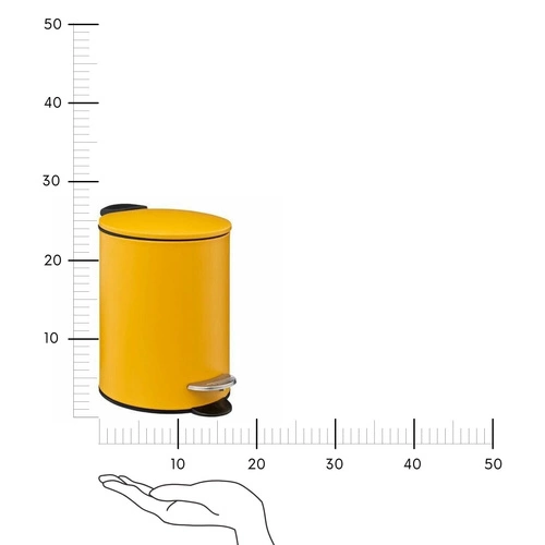 Kosz na śmieci do łazienki 3L Colors żółty metalowy z pedałem i cichym domykiem 5five