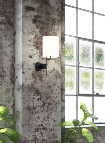 Kinkiet ścienny Tokyo czarny z abażurem industrialny do salonu i sypialni Ledea