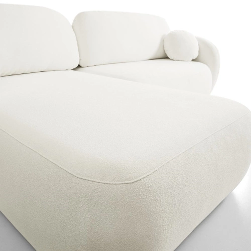 Narożnik z funkcją spania Salby lewy biały nowoczesny do salonu z pojemnikiem