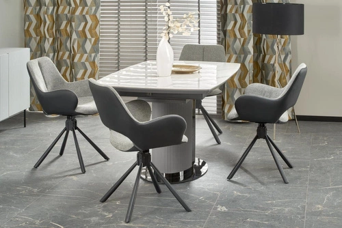 Stół rozkładany Dallas biały marmur nowoczesny do jadalni i salonu blat ceramiczny 160–220 cm