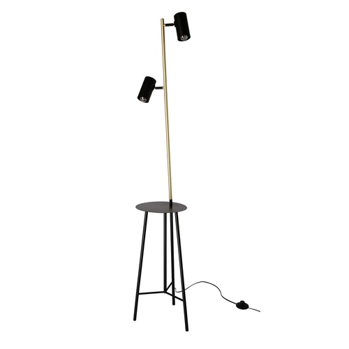 Perret lampa stojąca do salonu czarno-złota nowoczesna regulowana