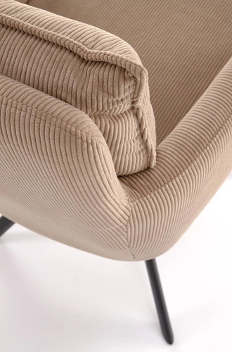 Fotel obrotowy Aldora cappuccino z tkaniny sztruksowej do biura i salonu nowoczesny