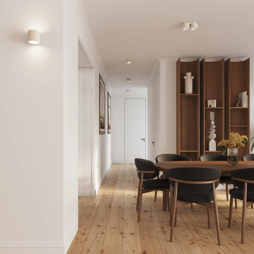 Plafon sufitowy nowoczesny beżowy okrągły AURA 1 do kuchni i salonu aluminium