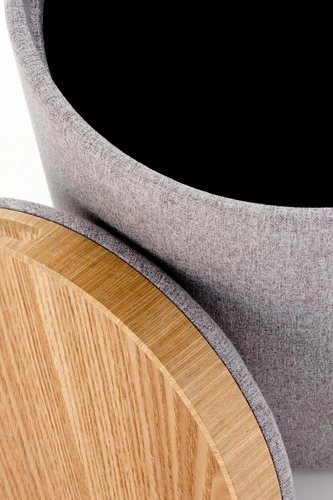 Zestaw 2 puf Valo szare okrągłe ze schowkiem do salonu i przedpokoju styl skandynawski