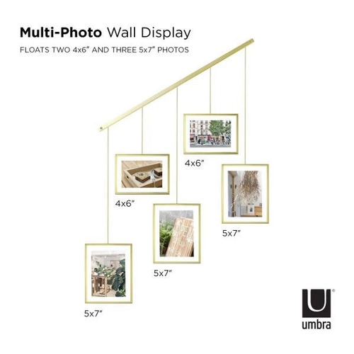 Ramka na zdjęcia wisząca Exhibit złota skandynawska multiramka Umbra na ścianę 10x15 13x18