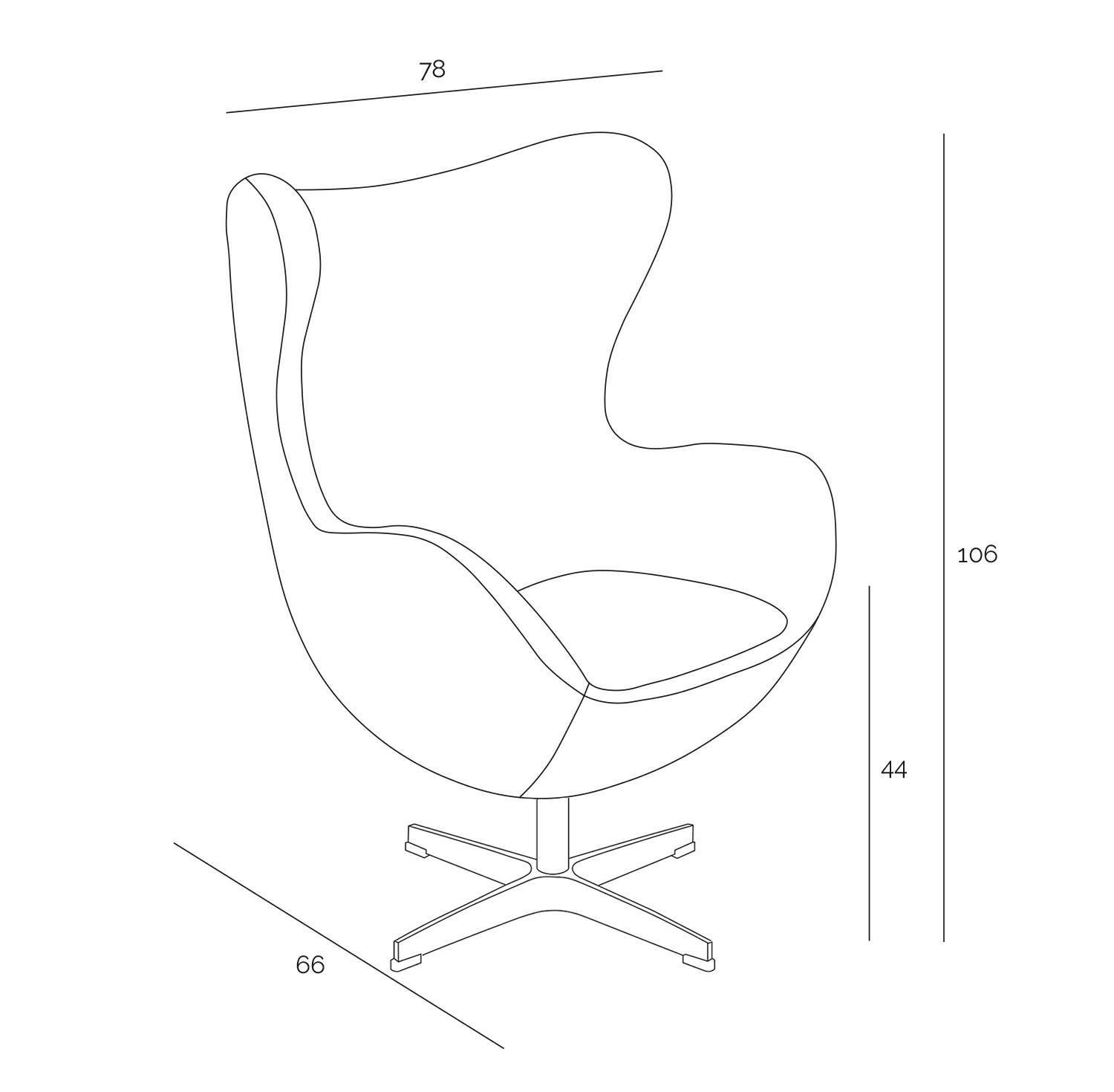Fotel uszak Jajo brązowy kaszmir D2.DESIGN nowoczesny obrotowy do salonu i biura inspirowany Egg