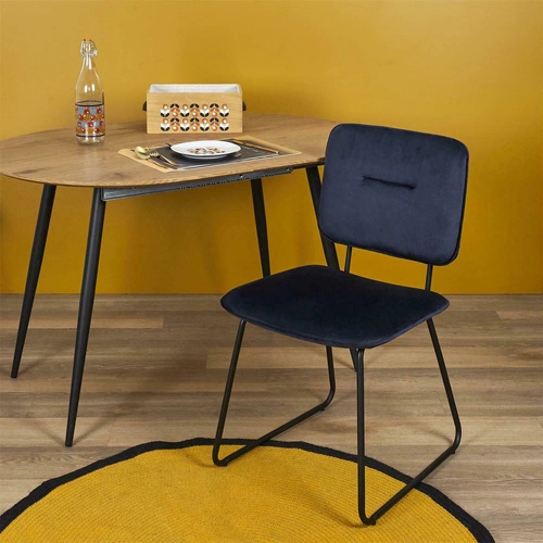 Krzesło tapicerowane Adele Intesi welurowe granatowe na płozach nowoczesne do jadalni