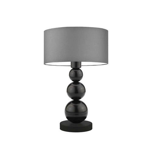 Lampka nocna do sypialni HONOLULU szara nowoczesna z abażurem na czarnym stelażu LYSNE