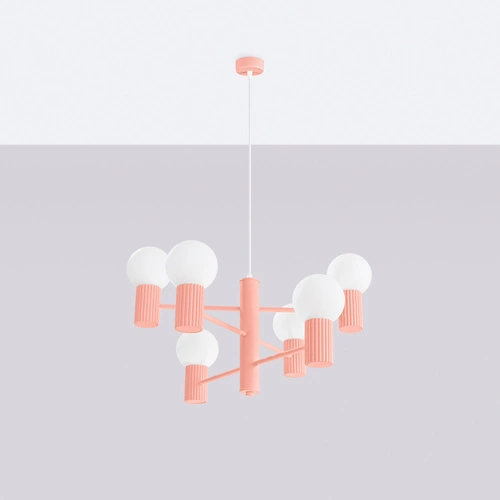 Nowoczesny żyrandol HALO 6 brzoskwiniowy lampa sufitowa do salonu i jadalni