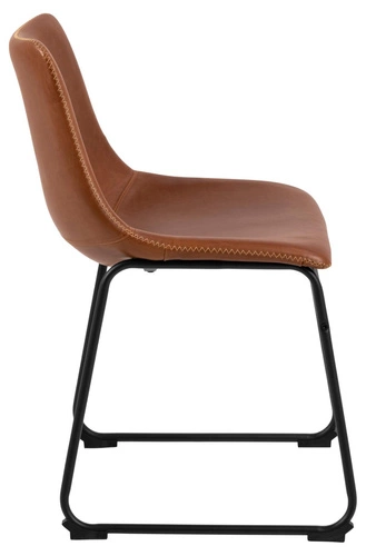 Krzesło do jadalni Oregon Actona tapicerowane ekoskóra brązowe na czarnych płozach nowoczesne