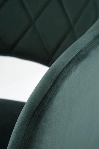 Krzesło obrotowe Cretas Velvet ciemnozielone tapicerowane z podłokietnikami do jadalni Intesi